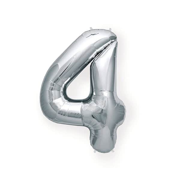 Balon folie cifra 4 argintiu 101 cm 1