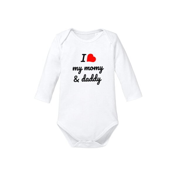 Tricou personalizat cod 030 bebelusi I love my mommy and daddy maneci lungi 1